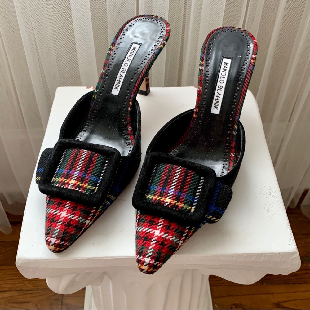 Manolo Blahnik | Maysalebi Plaid Mules